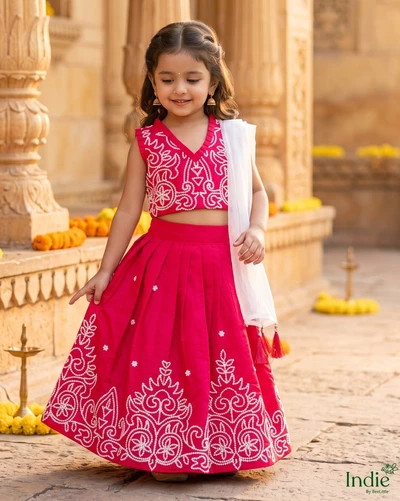 White Embroidered Rani Top And Skirt Choli