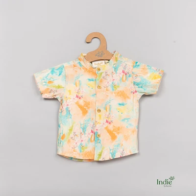 Multi-coloured Printed Organza Shirt