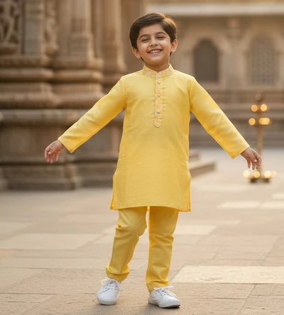 Yellow Kota Doria Embroidered Kurta With Pant