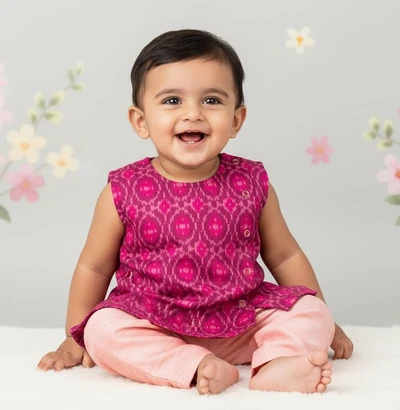 Violet Sico Ikkat Jabla With Pink Pant