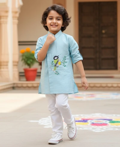 Blue Bird Hand Embroidered Kurta Set