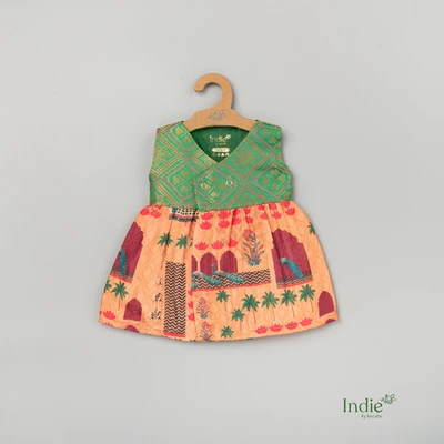 Green Brocade Kimono Frock