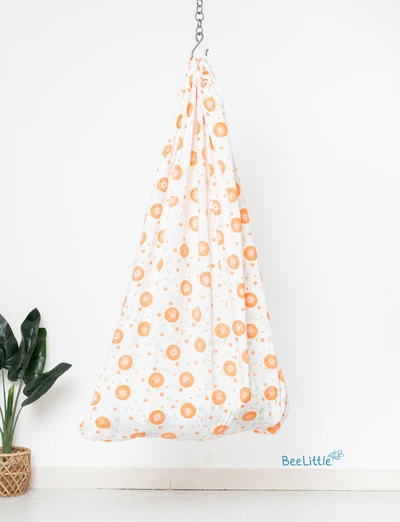 Citrus Smiles -Beelittle Premium Cotton Baby Thottil Cradle | Soft, Breathable & Portable