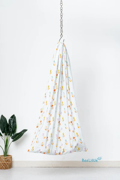 Rainy Bear - Beelittle Premium Cotton Baby Thottil Cradle | Soft, Breathable & Portable