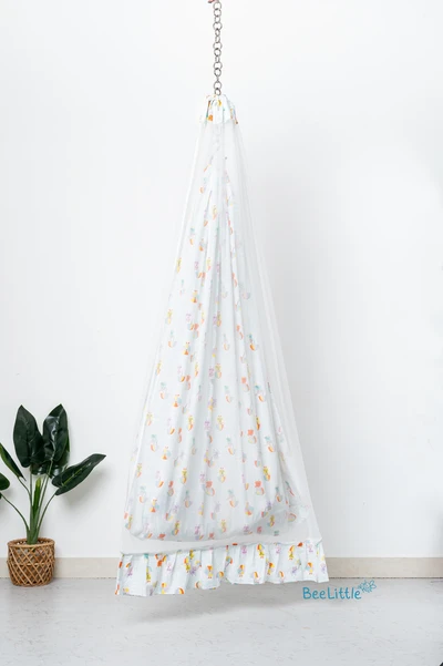 Rainy Bear - Beelittle Premium Cotton Baby Thottil Cradle | Soft, Breathable & Portable