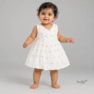 Chanderi Silk Ivory Sparkle Kimono Frock