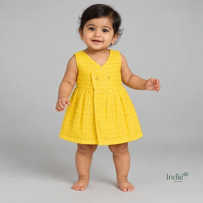 Mul Chanderi Swarna Lattice Kimono Frock