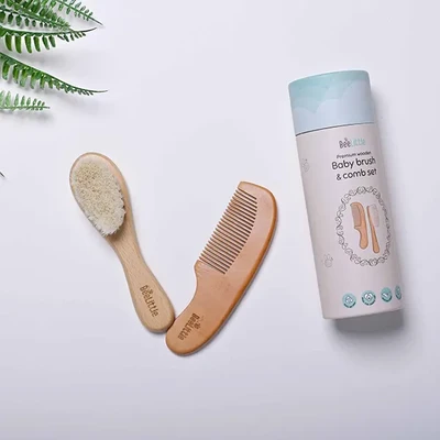 Premium Wooden Baby Comb and Brush Set