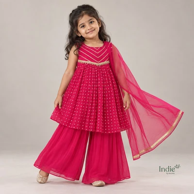 Royal Rose Sparkle Top And Pant With Dupatta