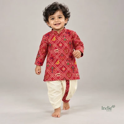 Royal Ruby Folk Kurta And Dhoti