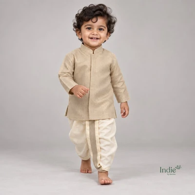 Gilt Diamond Striped Kurta And Dhoti