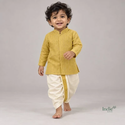 Golden Dash Metallic Kurta And Dhoti
