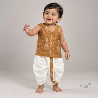 Mustard Doll With Golden Butta V-Neck Jabla And Panjakajam