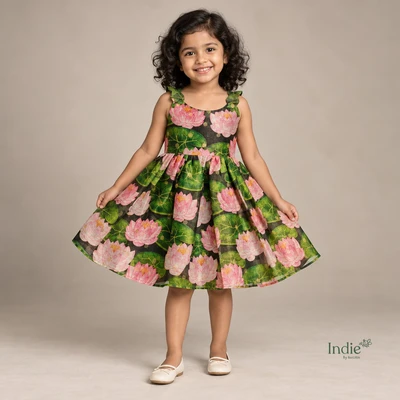 Pinklotus Scalloped Sleeve Paithani Frock