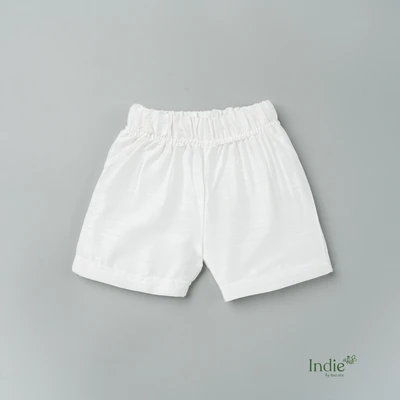 Pearl White Raw Silk Shorts