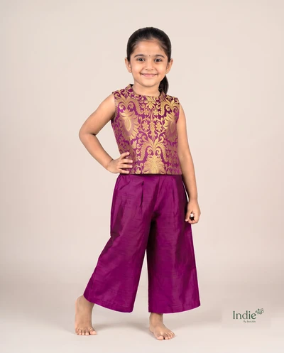 Magenta Banarasi Top And Pant