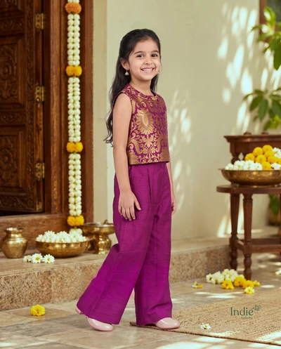 Magenta Banarasi Top And Pant