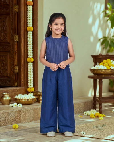 Royal Blue Zari Top And Pant