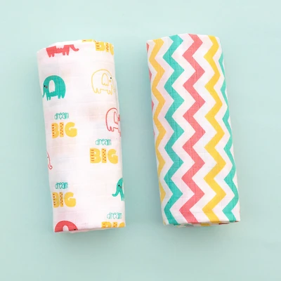 Ira the Elephant – Organic Muslin Cotton Baby Swaddle Blanket