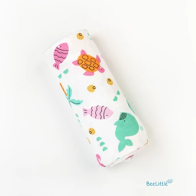 Sea shore – Organic Muslin Cotton Baby Swaddle Blanket