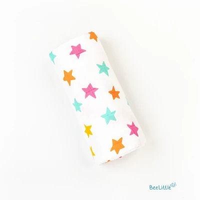 Stars in Hues – Organic Muslin Cotton Baby Swaddle Blanket