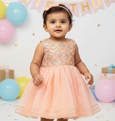 Peach Lacy Cut-Out Dress