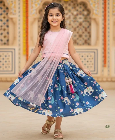 Pearl Butta Embroidered Baby Pink Top And Pleated Lehenga With Dupatta