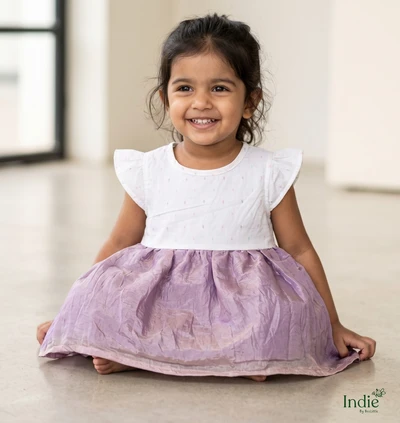 White Yoke With Light Purple Dress