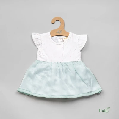 White Yoke Baby Blue Dress