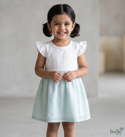 White Yoke Baby Blue Dress