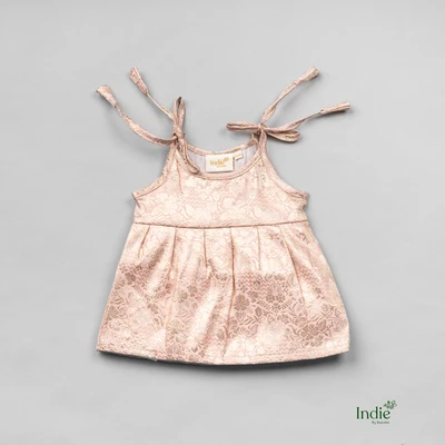 Floral Embroidered Pink Tie-Up Dress