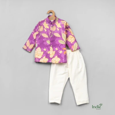 Violet Floral Printed Kurta With Pant